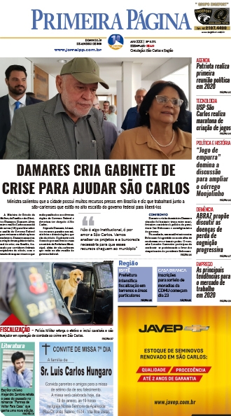 Capa do Impresso – 19/01/2020