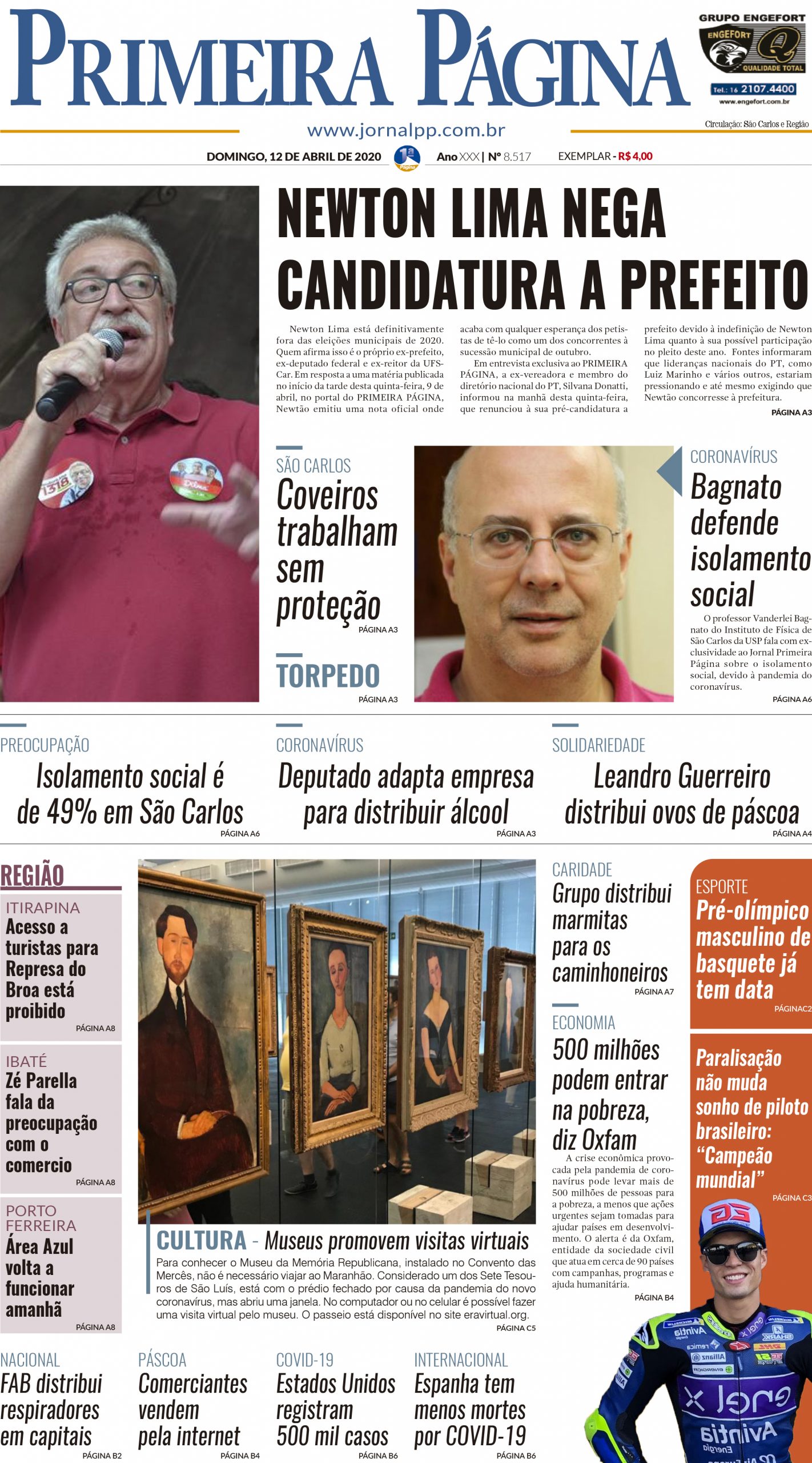 Capa do Impresso – 12/04/2020