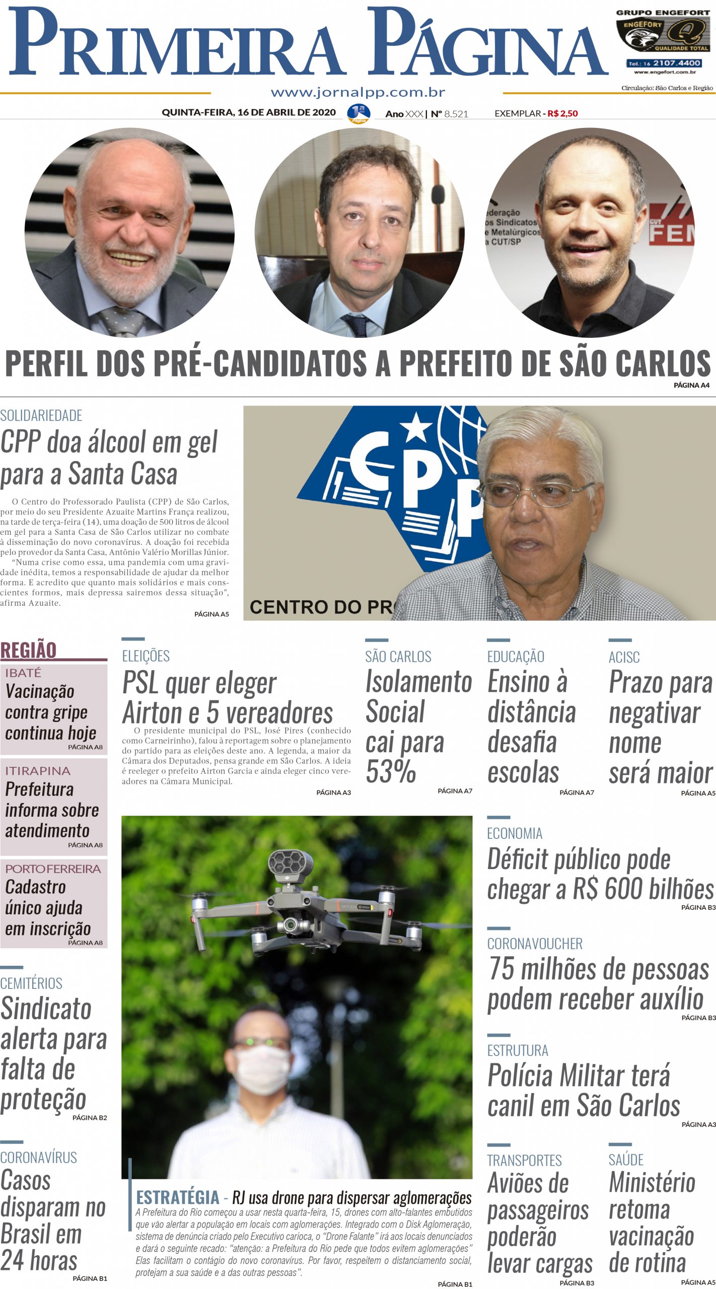 Capa do Impresso – 16/04/2020