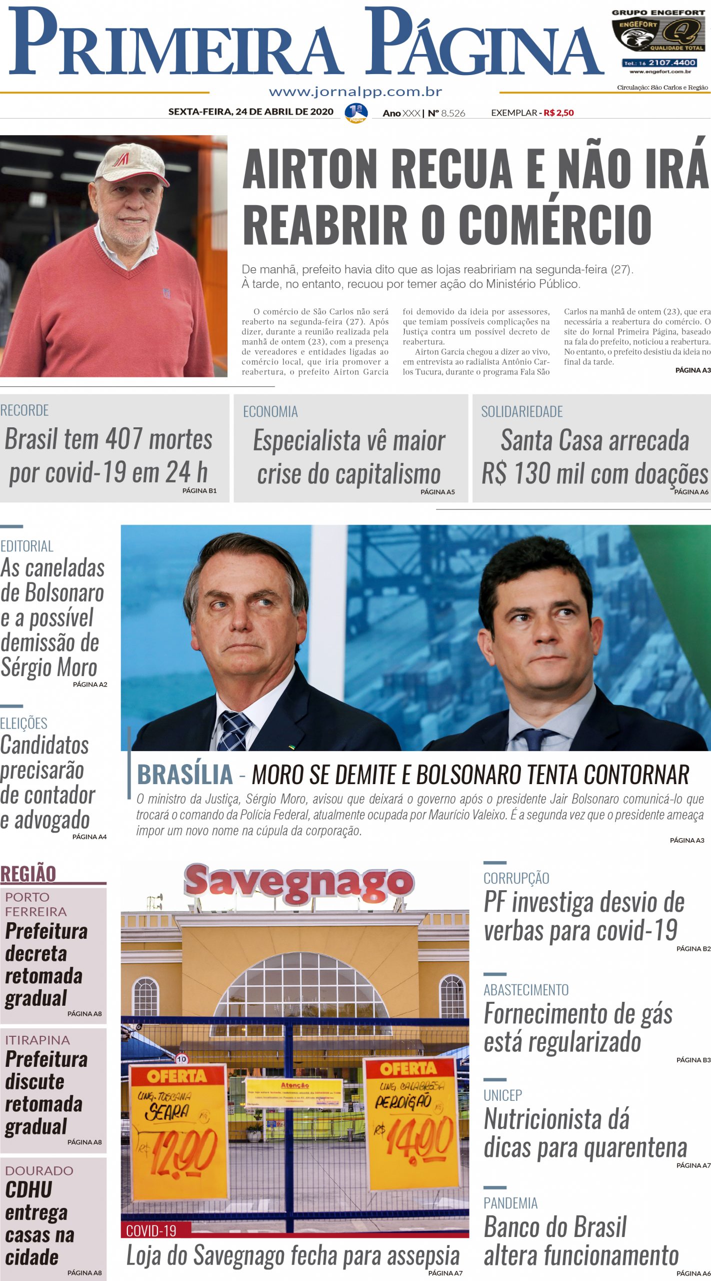 Capa do Impresso – 24/04/2020