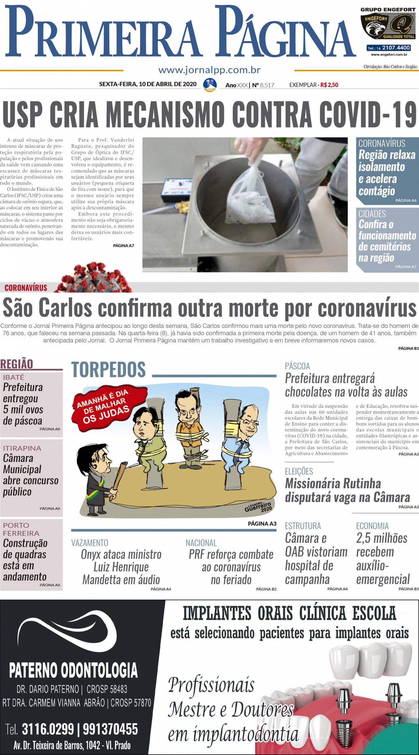 Capa do Impresso – 10/04/2020
