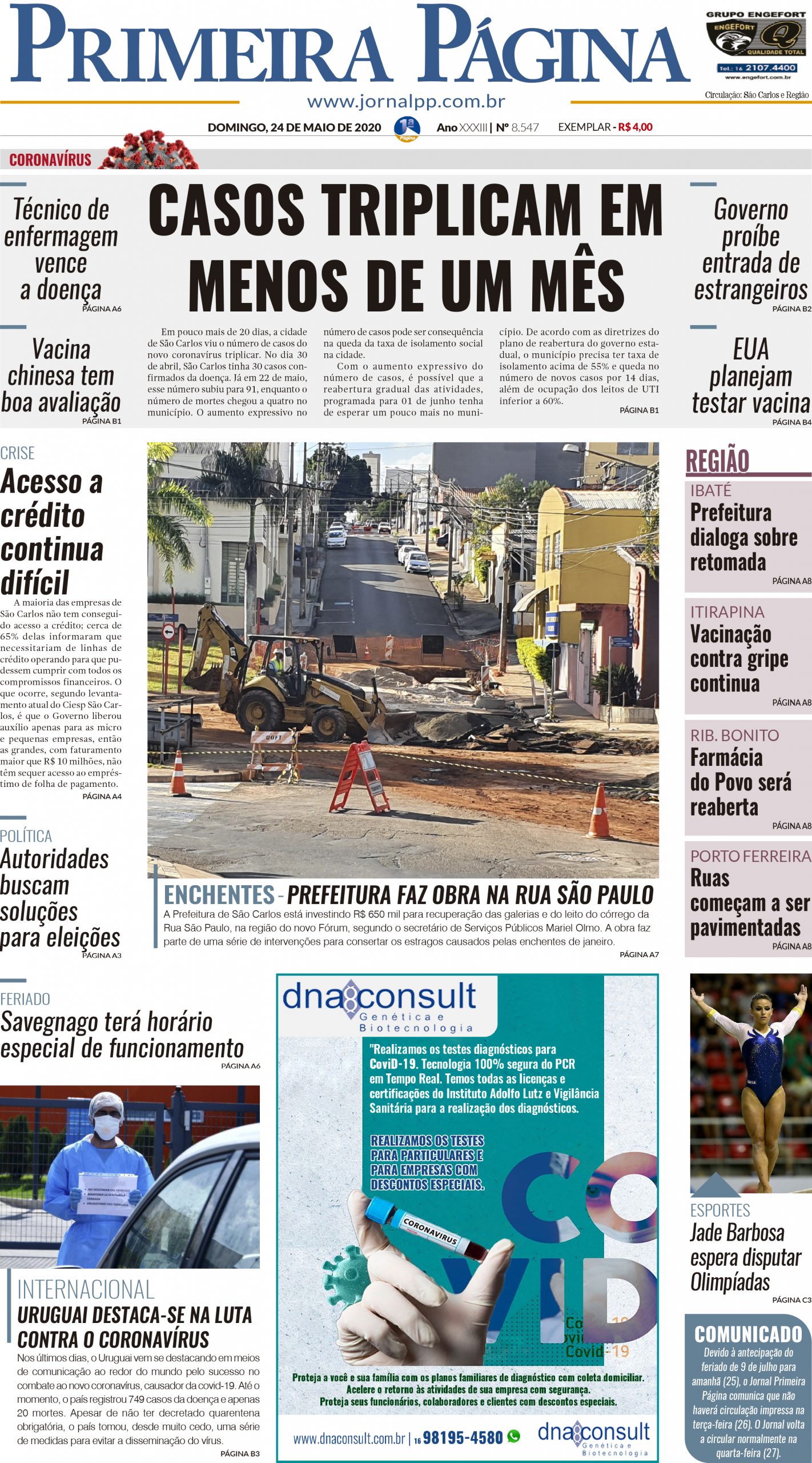 Capa do Impresso – 24/05/2020