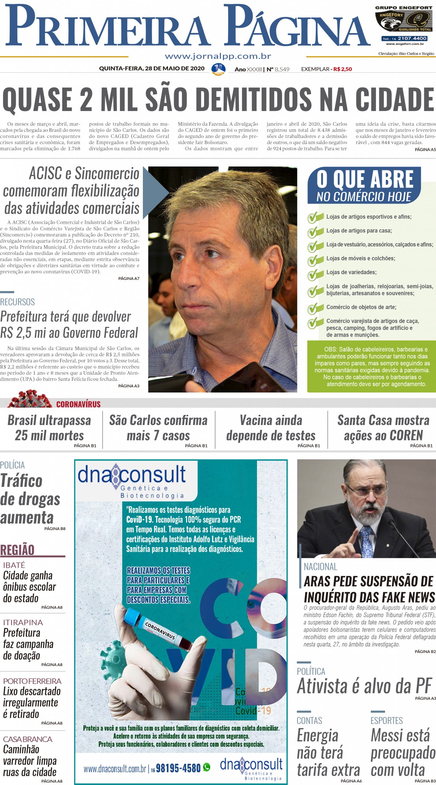 Capa do Impresso – 28/05/2020