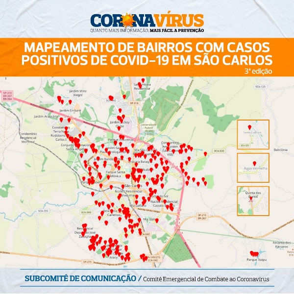 113 bairros de São Carlos tem casos confirmados