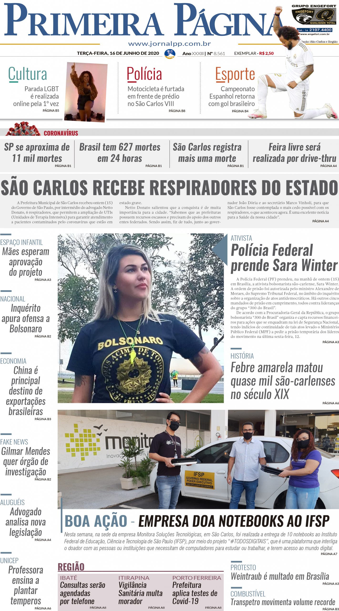 Capa do Impresso – 16/06/2020