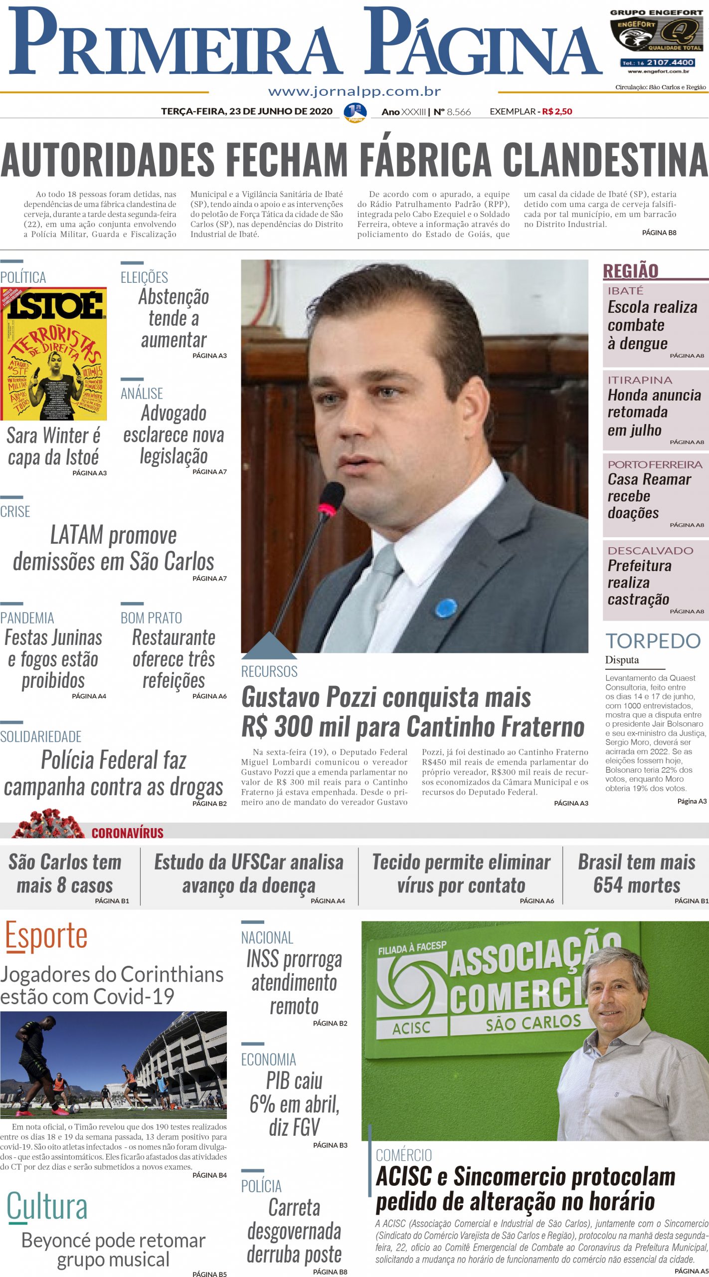 Capa do Impresso – 23/06/2020
