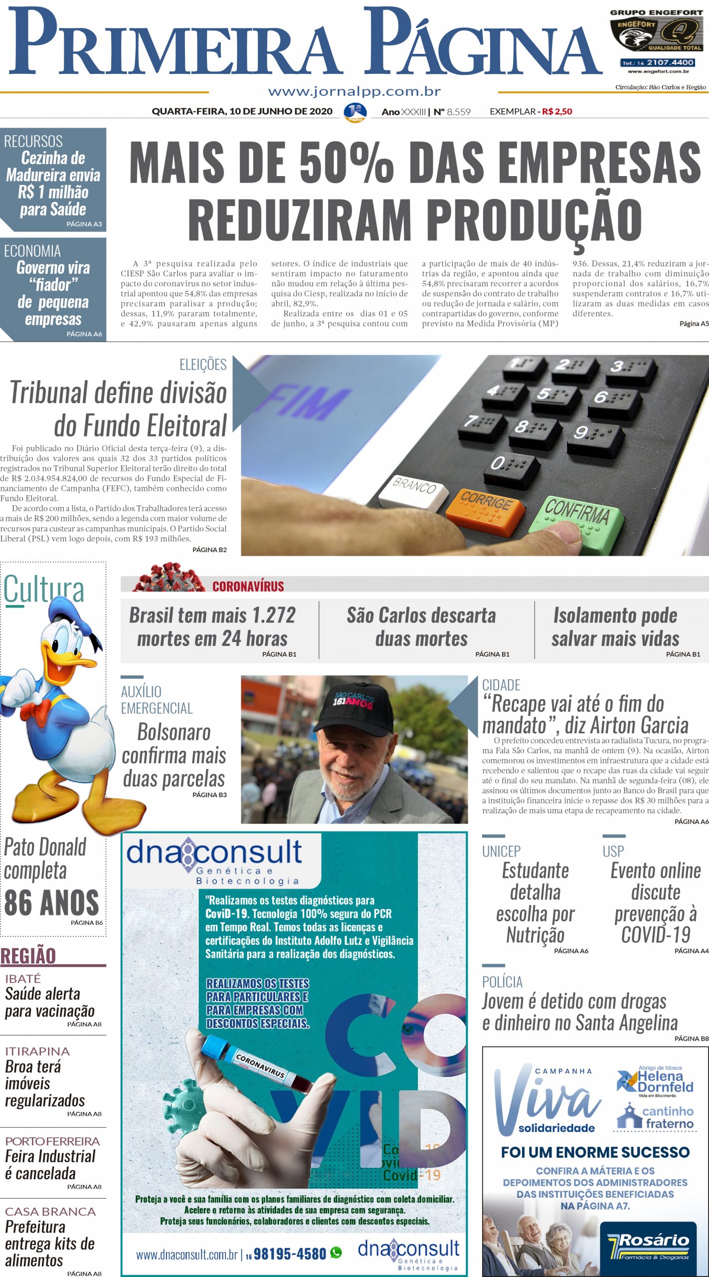 Capa do Impresso – 10/06/2020