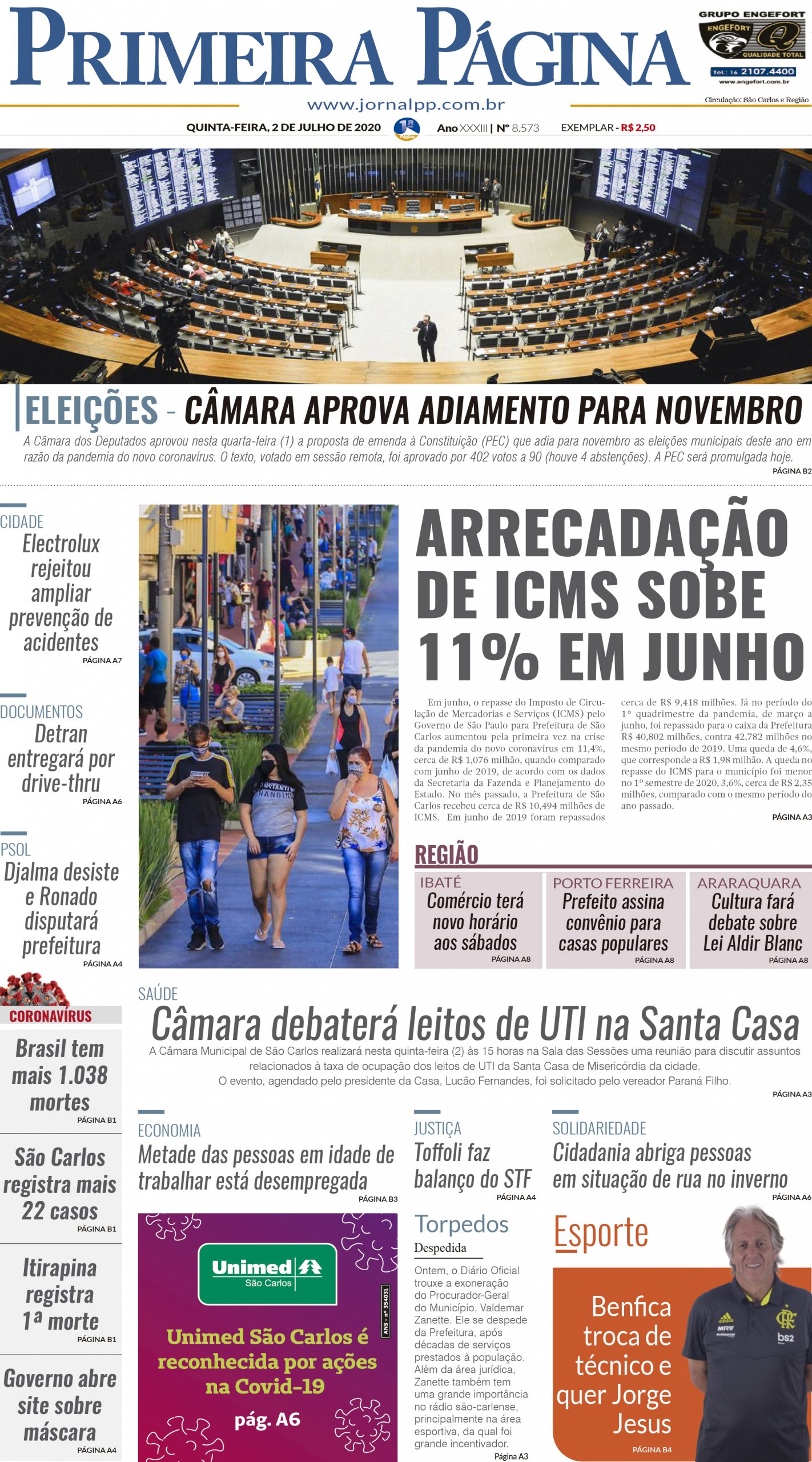 Capa do Impresso – 02/07/2020