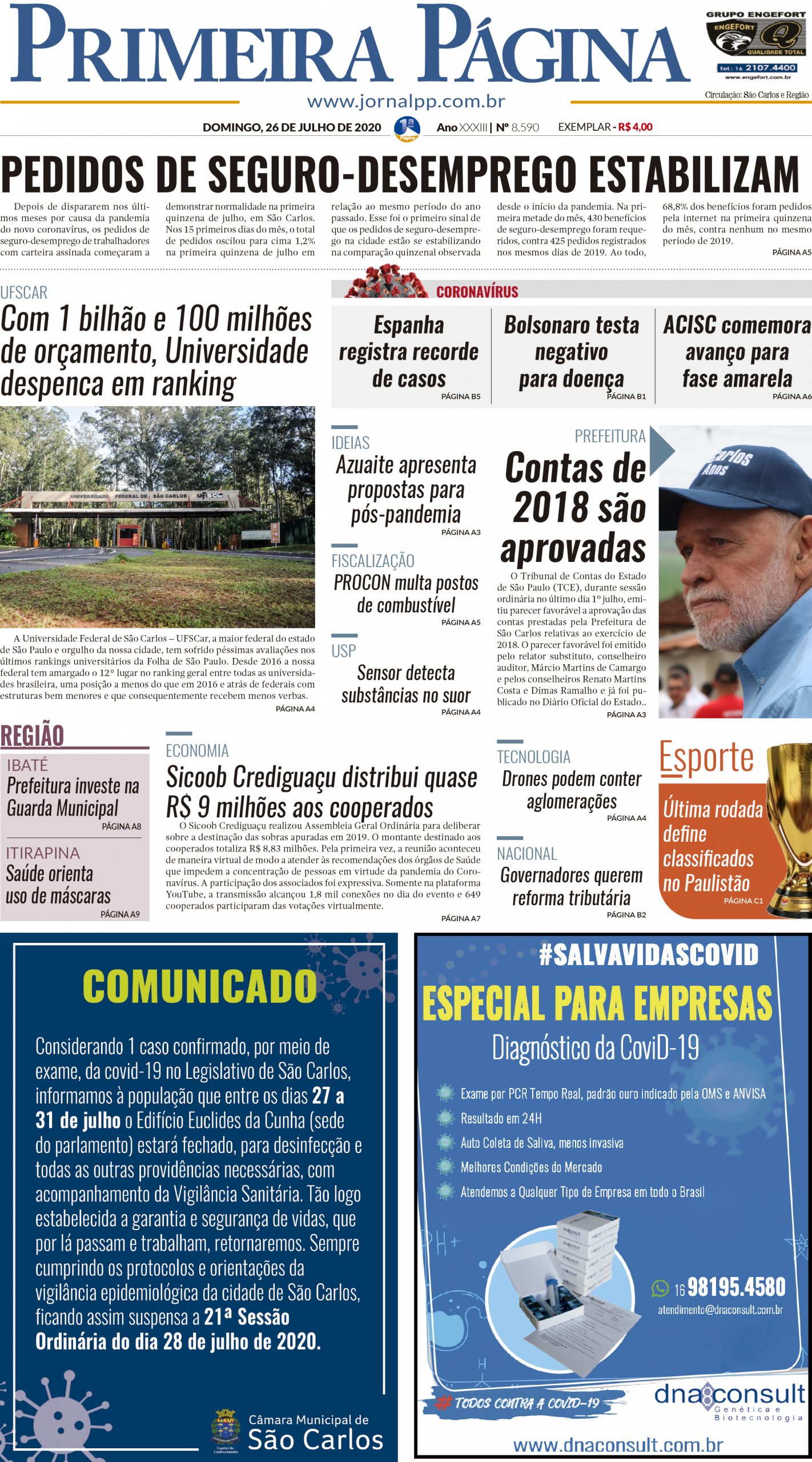 Capa do Impresso – 26/07/2020