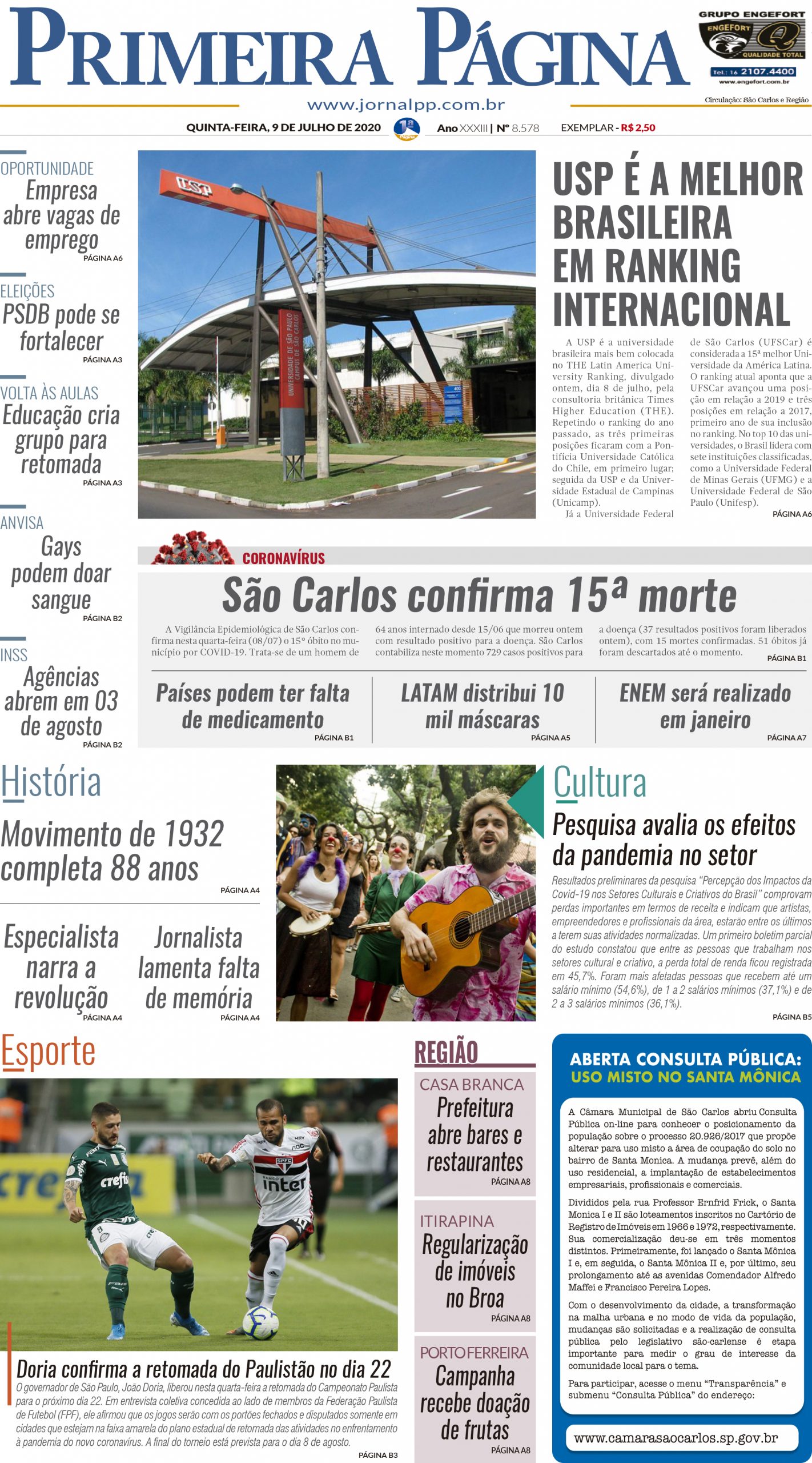 Capa do Impresso – 09/07/2020