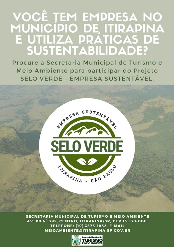 Secretaria de Turismo e Meio Ambiente lança projeto “Selo Verde – Empresa Sustentável