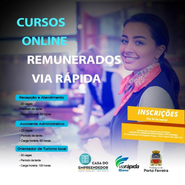 Abertas as inscrições para cursos remunerados do Via Rápida