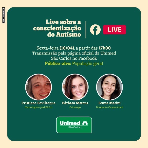 Unimed São Carlos realiza live sobre  conscientização do Autismo