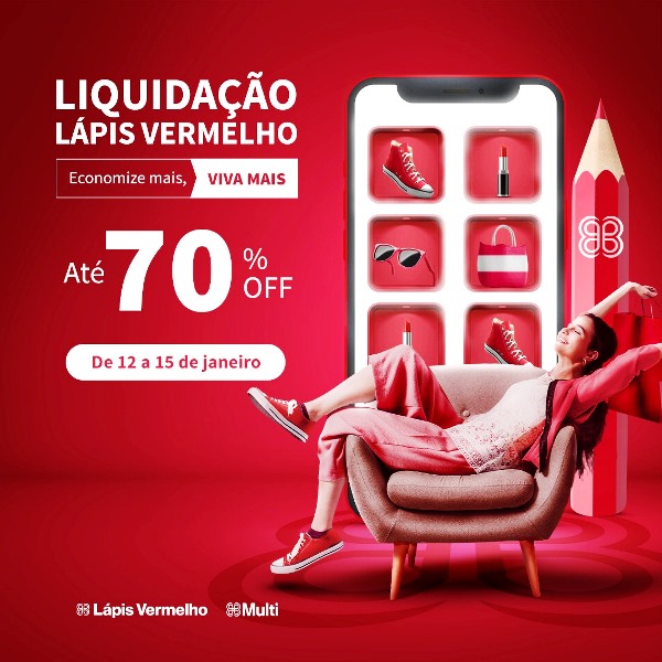 Liquidação Lápis Vermelho oferece até 70% de desconto e cupons imperdíveis no RibeirãoShopping e SantaÚrsula
