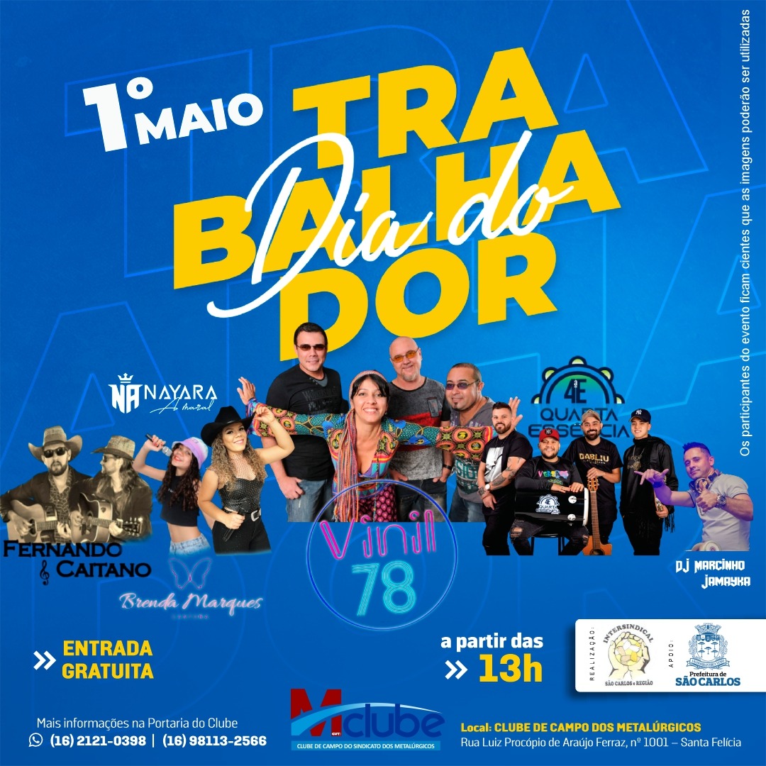 1º de Maio: Festa do Trabalhador terá shows gratuitos