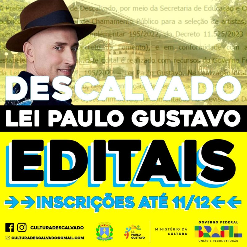 Prefeitura publica editais da Lei Paulo Gustavo