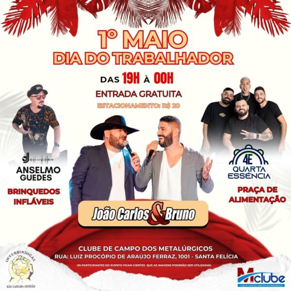 CLUBE DE CAMPO: 1º de Maio terá shows gratuitos