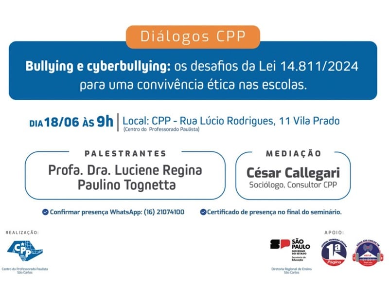 Diálogos CPP discute bullying e cyberbullying na terça-feira (18)
