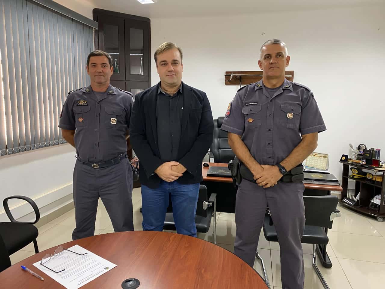 Gustavo Pozzi participa de reunião com Tenente Coronel Cardeal no 38º BPM