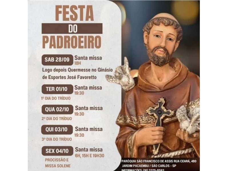 Festividades na Igreja São Francisco começam neste sábado (28)