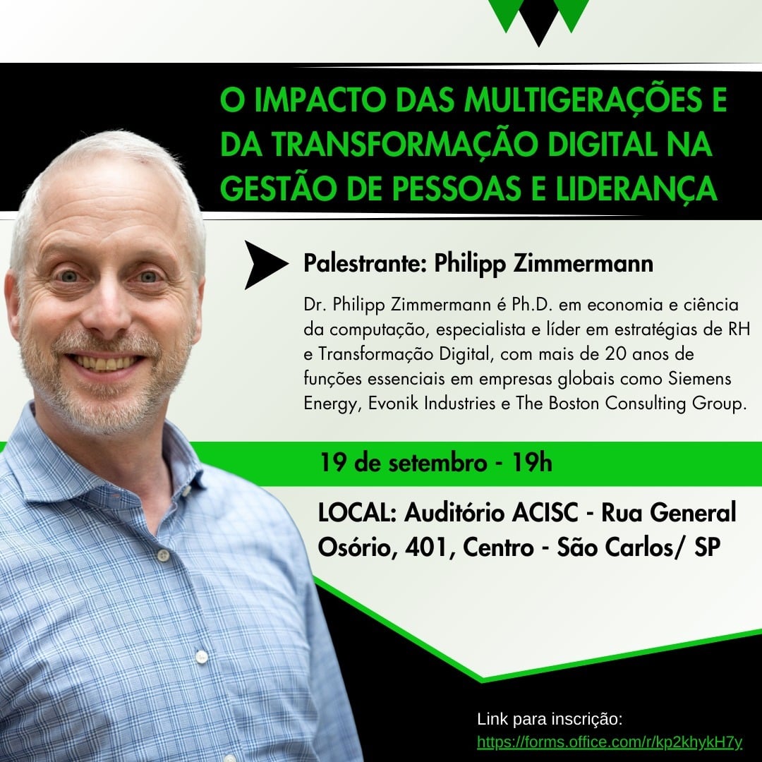 ACISC oferece Palestra Gratuita com o renomado Philipp Zimmermann