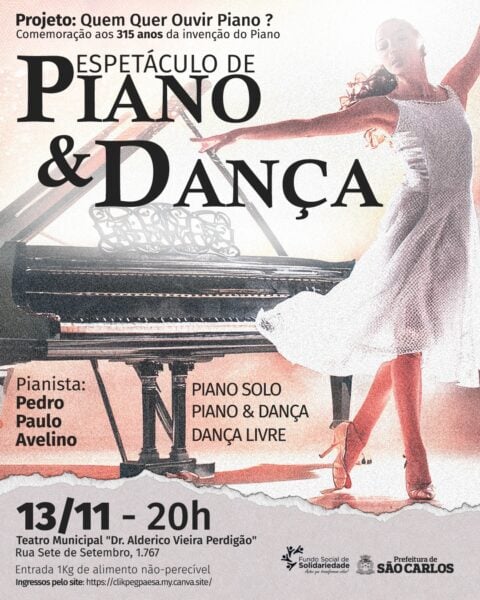 Espetáculo de Piano & Dança em novembro