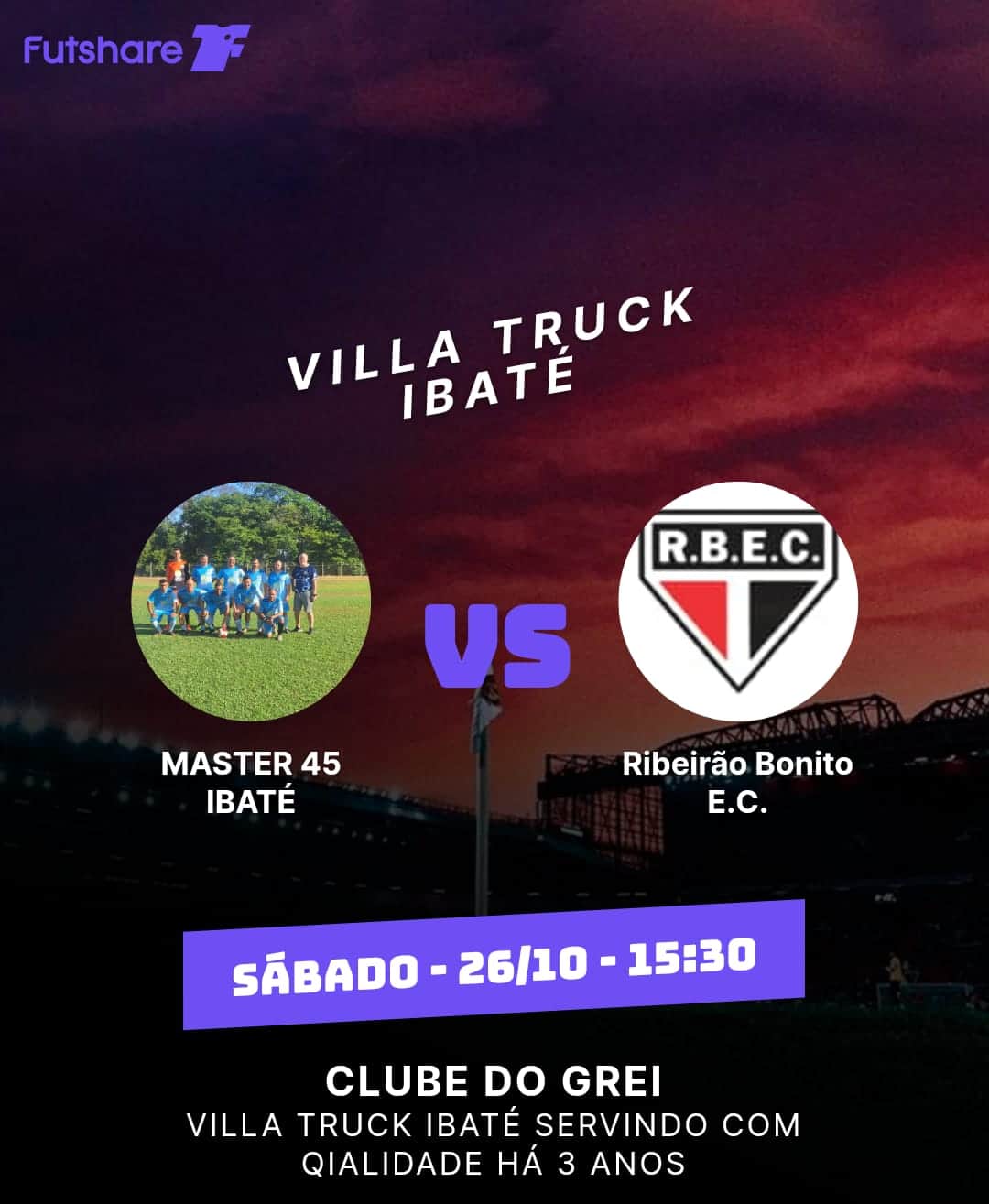 Master 45 Ibaté Enfrenta o Ribeirão Bonito E.C. Hoje no GREI