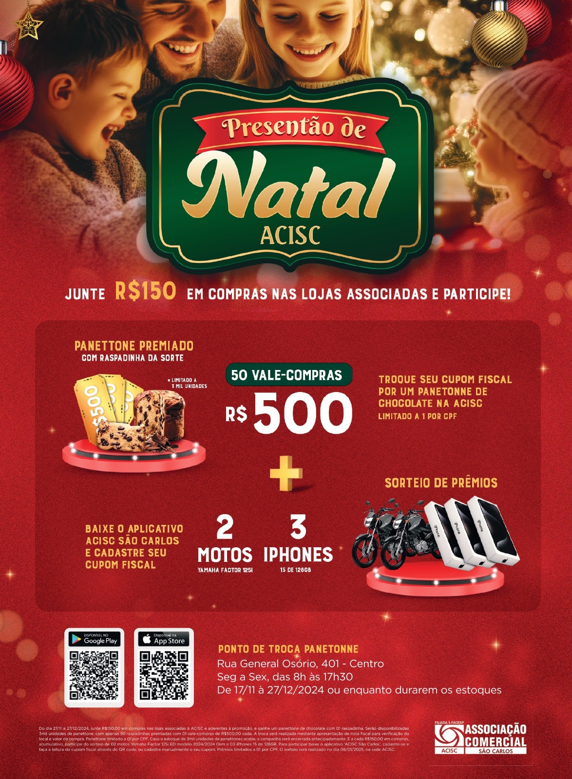 ACISC lança campanha de Natal em com panettones premiados e sorteio de grandes prêmios