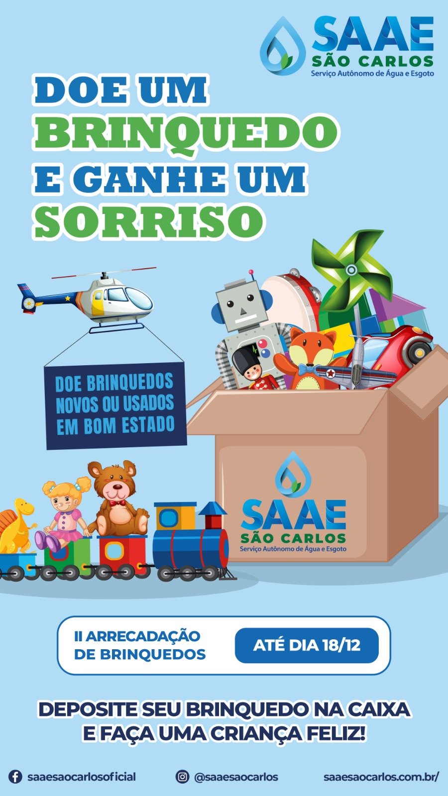 SAAE lança 2ª campanha de arrecadação de brinquedos