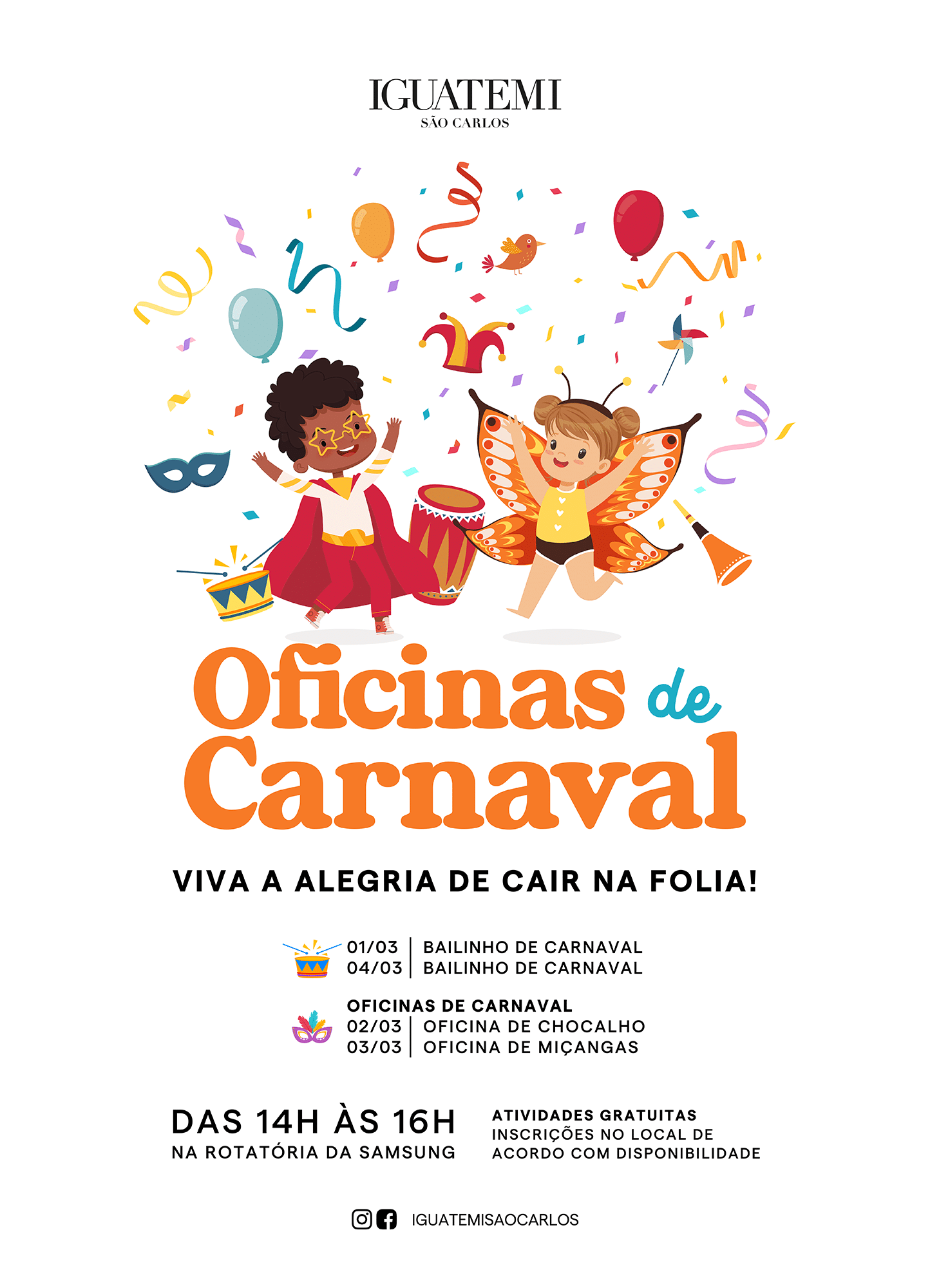 Shopping Iguatemi São Carlos promove Carnaval infantil