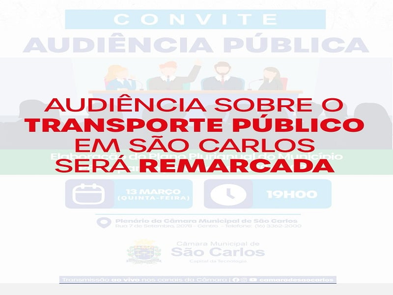 Audiência sobre transporte público em São Carlos será remarcada para os próximos dias